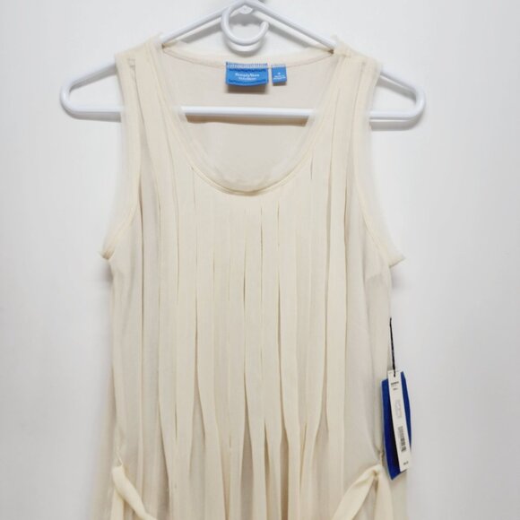 Simply Vera Vera Wang chiffon mid Dress Womens Sleeveless Pleated beige Size S - Picture 9 of 11